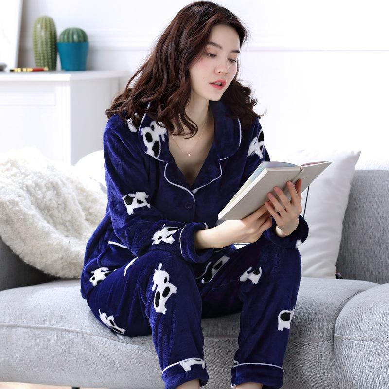 Women's Pajamas Set Warm Cartoon Leisure Women's Pajamas Set I Am Homewear Set