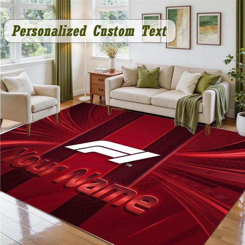 Crystal Velvet Square Rug Custom NameF1 Pattern Non Slip Home Floor Decor Rug