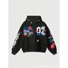 Mens Oversized Hooded Zip-Up Sweatshirt With Leopard Print Patchwork 3D Digital Design