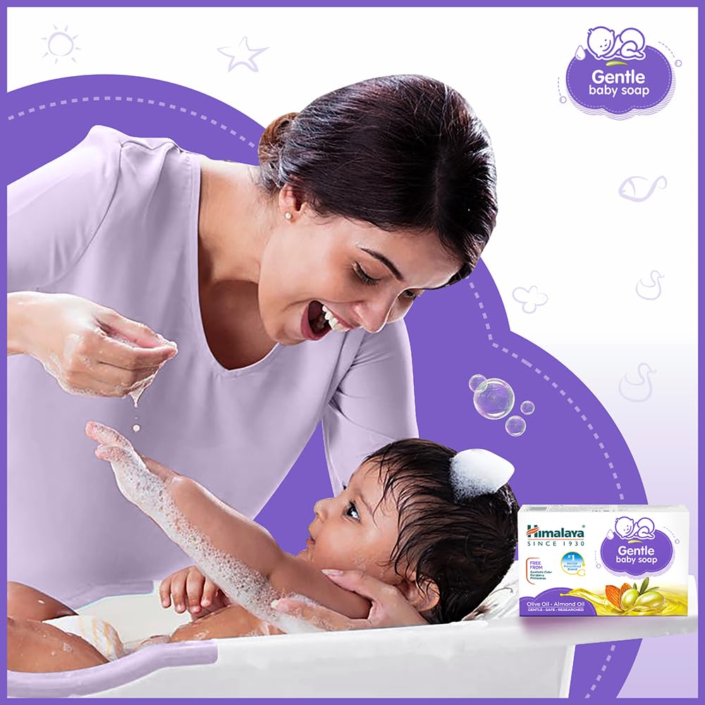 Himalaya Gentle Baby Soap 75g Pack of 4 - Soft Hydrating Natural Care for Delicate Skin