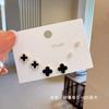 Minimalist Stud Earrings Set 3 Pairs Gold Tone CZ Geometric Floral Design Women Daily Wear