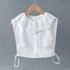 Women Front Tie White Embroidery Fake Collar Shawls Casual Sweater Dress Detachable Collar Lace Half Shirt Shoulder Wraps
