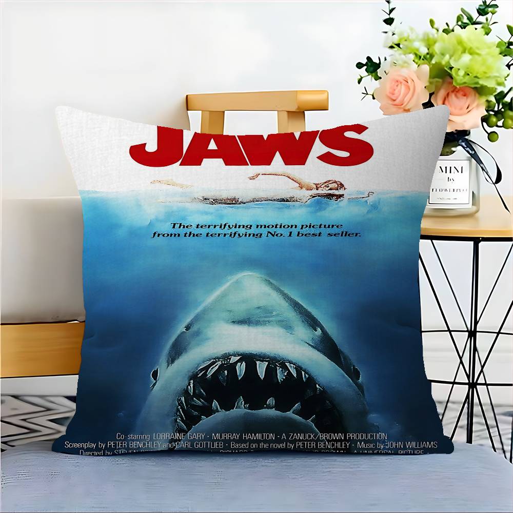 J-JAWS Movie Cushion Cover Inches Farmhouse Decor Home Throw Pillow Covers For Couch Decorations