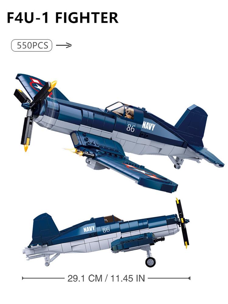 550 ШТ. Pacific Storm Военный Истребитель F4U-1 Пират Строительные Блоки Модель ВВС Кирпичи Самолет Солдат Игрушки Для Детей