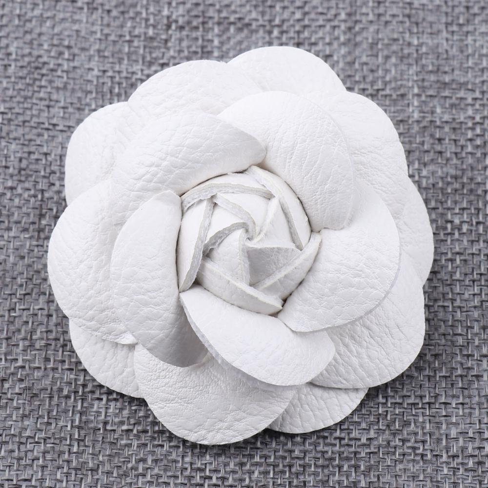 Pin Jewelry Women Accessories Gifts Brooch PU Leather Camellia Flower DIY Craft Supplies Corsage