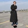 2026Зима Длинное Пальто Женское Узор Повседневный Пояса Парки Женские Карманы Пуховик Хлопковая Подкладка Верхняя одежда