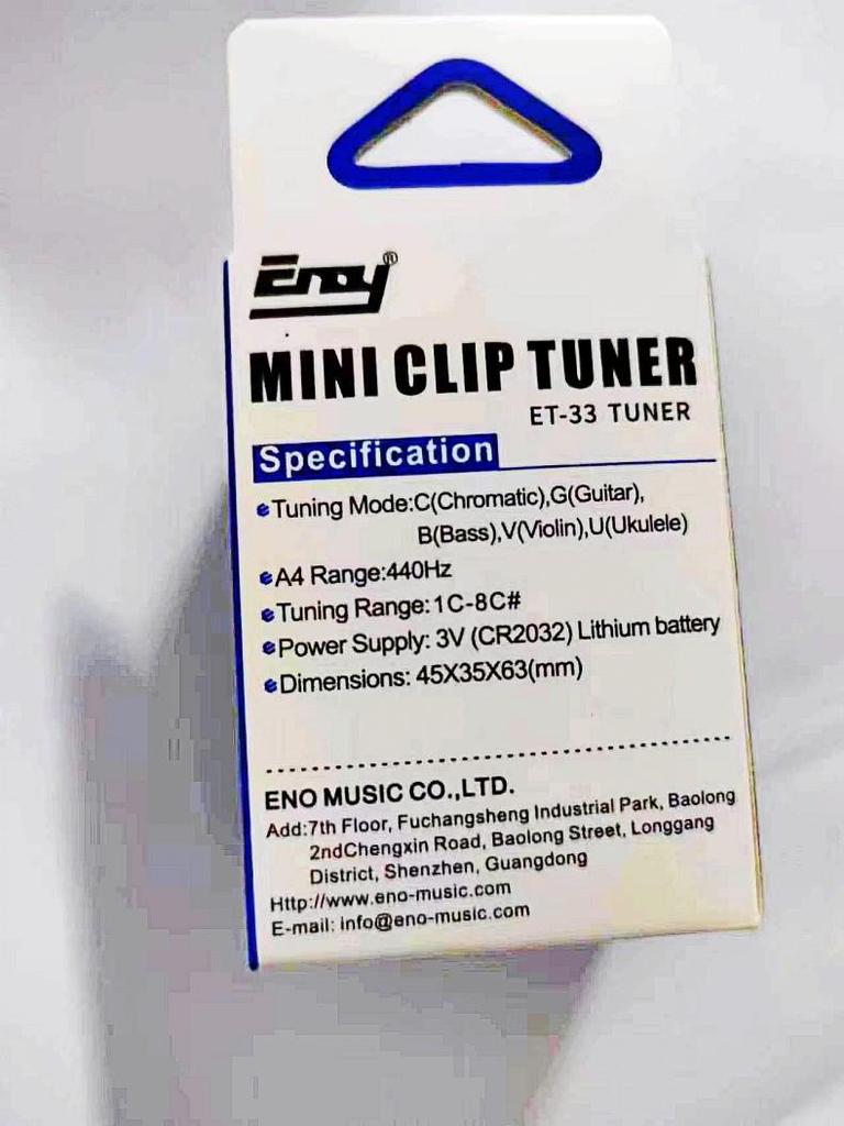 Оригинальный многофункциональный хроматический тюнер ENO ET-33 для гитары, скрипки, укулеле, баса