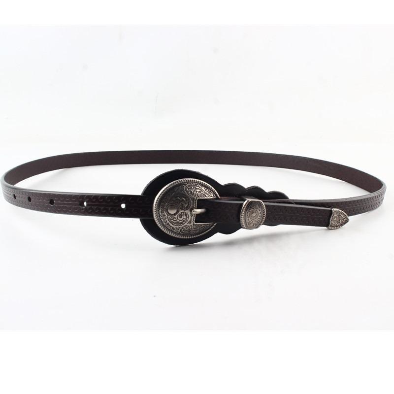 Простой и универсальный узкий ремень из коровьей кожи, женский тонкий ремень с узлом для юбки, женский модный европейский и американский черный ремень