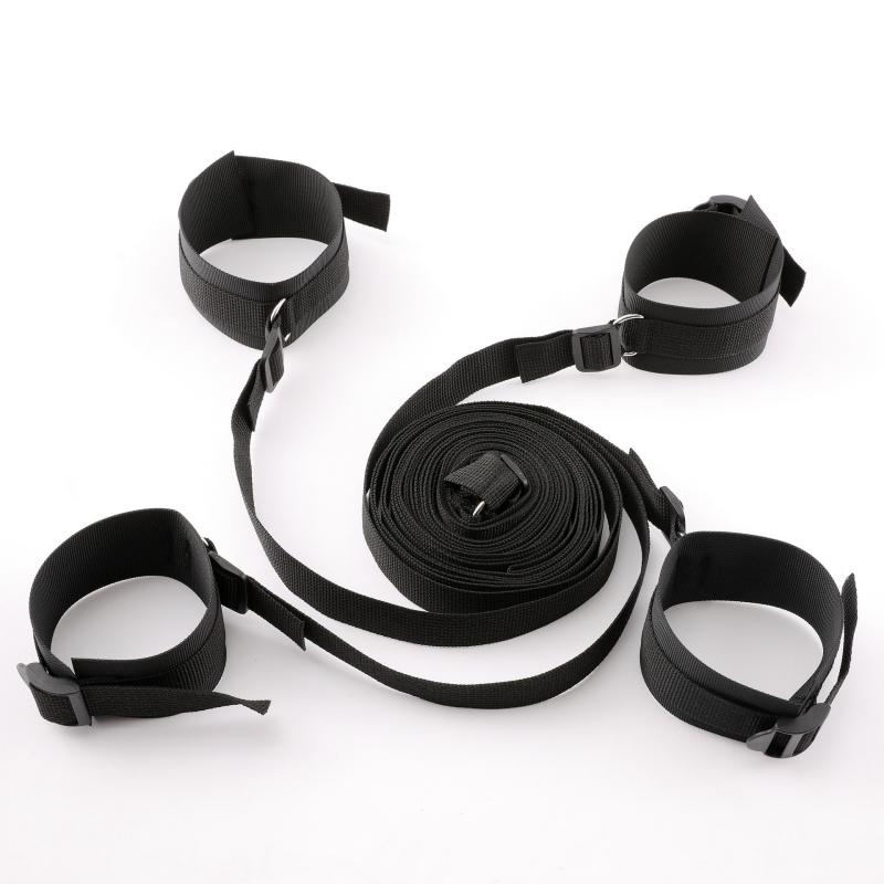 Bed Bondage Restraint Set Adjustable Wrist Ankle Cuffs Comfortable Couples Handcuffs Adult Sex SM Game Lover Intimate Play Kit