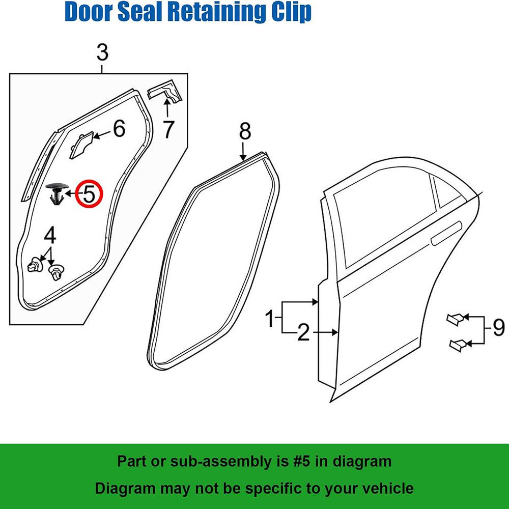 10x Клипсы-фиксаторы уплотнителя задней двери для Mazda Nissan Infiniti 80850-CA003