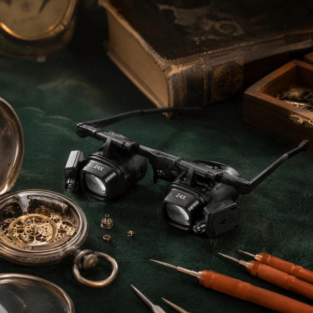 Dual LED Lights Magnifying Glass Portable Magnification Glasses Antique Appraisal