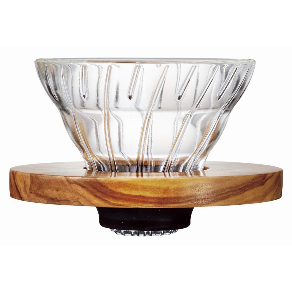 HARIO V60 Glass Coffee Olive for cups Heat-Resistant Dripper, Wood, 01, 1-2 (VDG-01-OV)