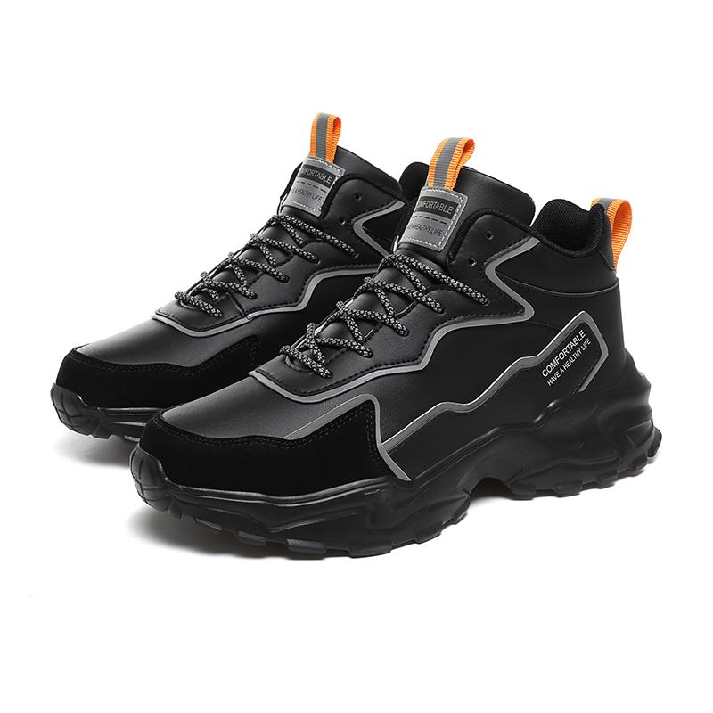 High Top Men's Shoes New Trendy Shoes Thick Soled Height Increasing Shoes Breathable Sports and Leisure Black Shoes White Shoe