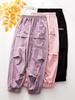 Girls’ Quick-Dry Summer Sports Pants 2024: Loose, Casual, Long Pants for Kids.