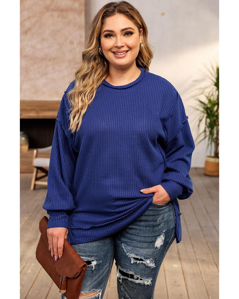 Azura Exchange Топ свободного покроя с открытым швом из вафельной вязки