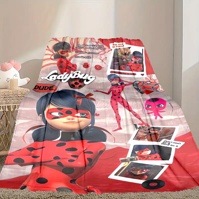 1pc Comfortable Home Print Throw Blanket, Ladybug Blanket For Bed and Sofa Use, Special Present For Family