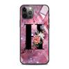 Чехол из закаленного стекла для iPhone 14 12 11 Pro Max 13 12 Mini X XR XS Max 8 7 6s Plus силиконовый чехол с надписью AB цветы розовый