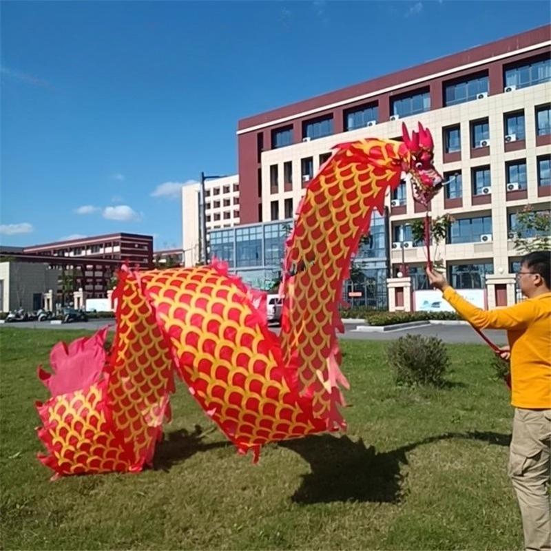 8 метров 3D Голова Дракона Фитнес-танец Двусторонний Цветной Шелковый Сценический Реквизит Новогодние Подарки Танцы на Открытом Воздухе Родительско-Детский Спорт