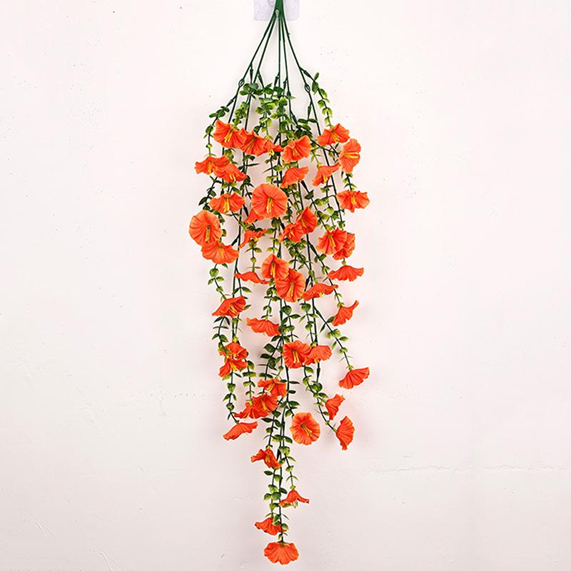 UV-Protected Faux Morning Glory & Eucalyptus Vine - Premium Home & Wedding Hanging Decor