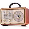 Ретро-радио AM/FM/SW с Bluetooth, 3 варианта питания, корпус с эффектом дерева, 5-ваттный динамик с улучшенными басами, поддержка USB/TF/AUX
