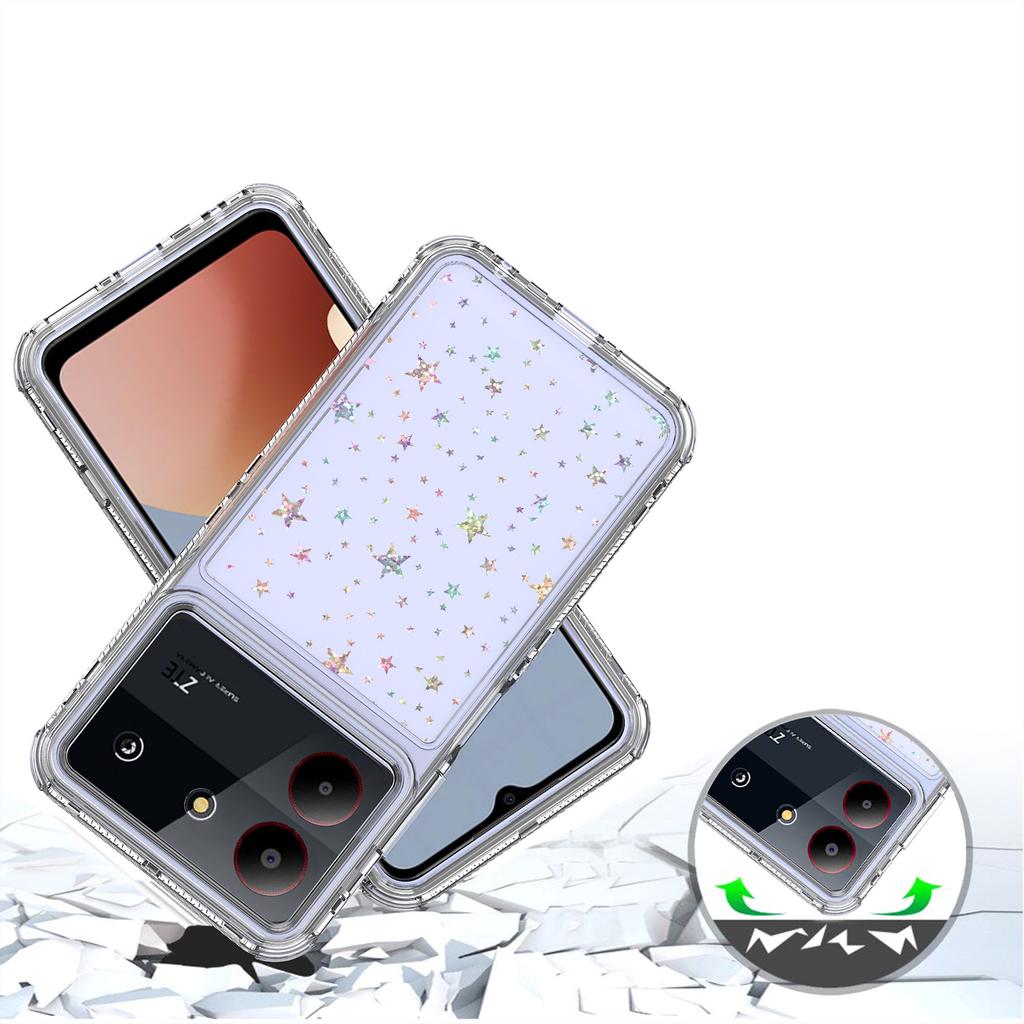 For ZTE Blade A34/A54 Case Clear Acrylic TPU Hybrid Phone Cover with Laser-printed Film