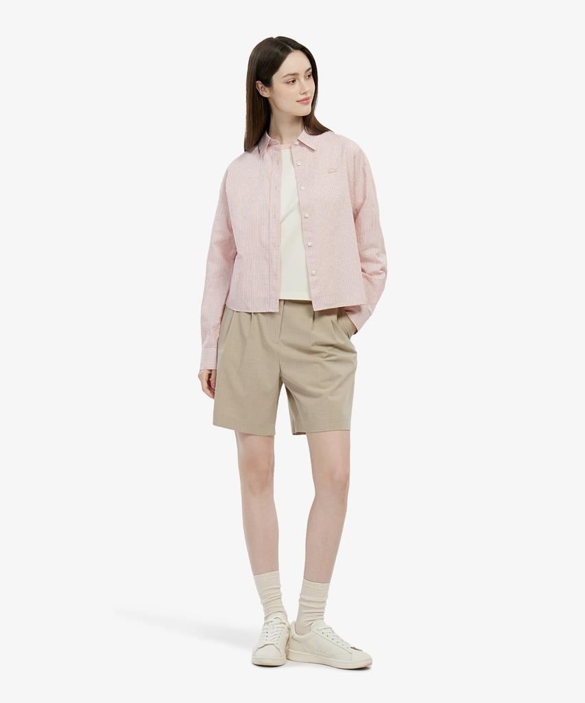 LACOSTE Women'S Cotton Linen Crop Shirt Cf006E-56G Ui2