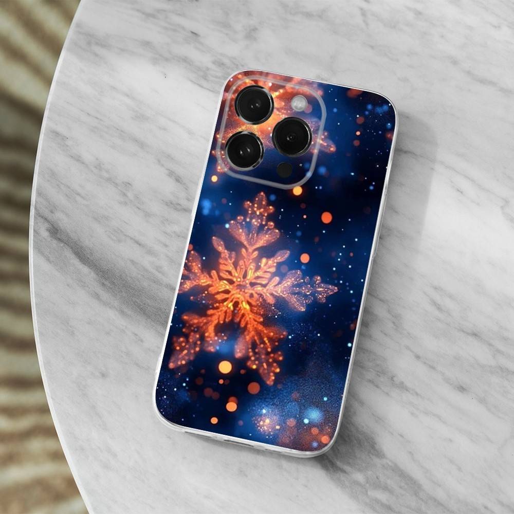 Snowflakes Art Christmas Case For iPhone 15,11,12,13,16,14,17,Pro,Max,Plus,SE,Mini,X,XS,XR, Transparent Soft Silicone