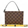 Auth LOUIS VUITTON Damier Clifton Pouch Brown Canvas Wristlet lv5616mb