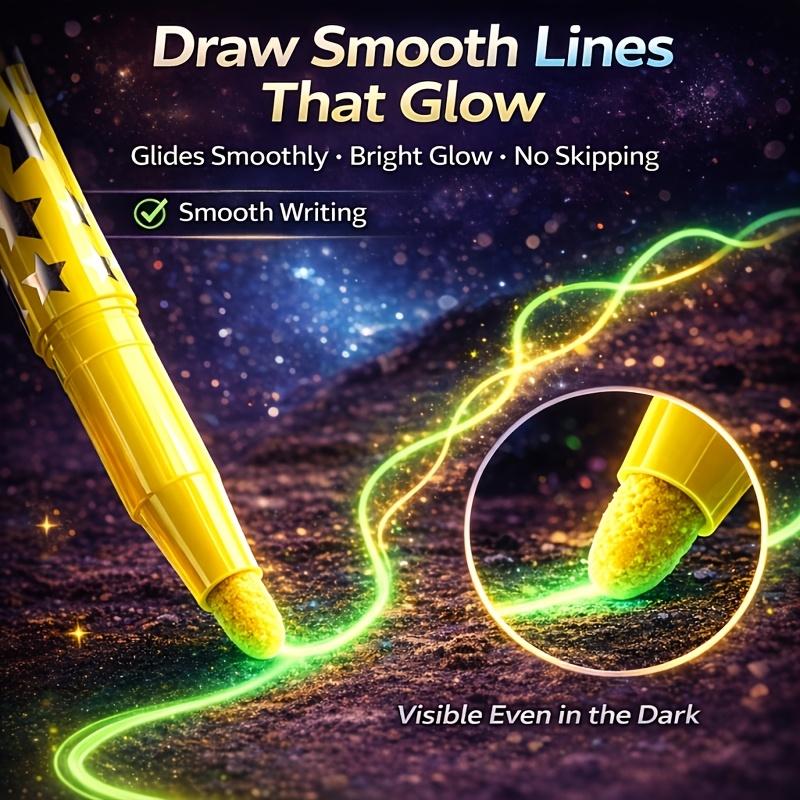 6pcs Glow in The Dark Highlighter Markers Fluorescent No Bleed Colored Marker Pens for Drawing Poster Making Crafts Art Supplies