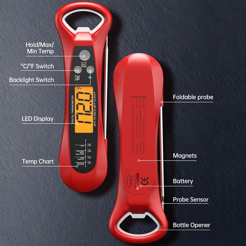 Водонепроницаемый складной электронный термометр для продуктов - Жаростойкий для кухни и барбекю