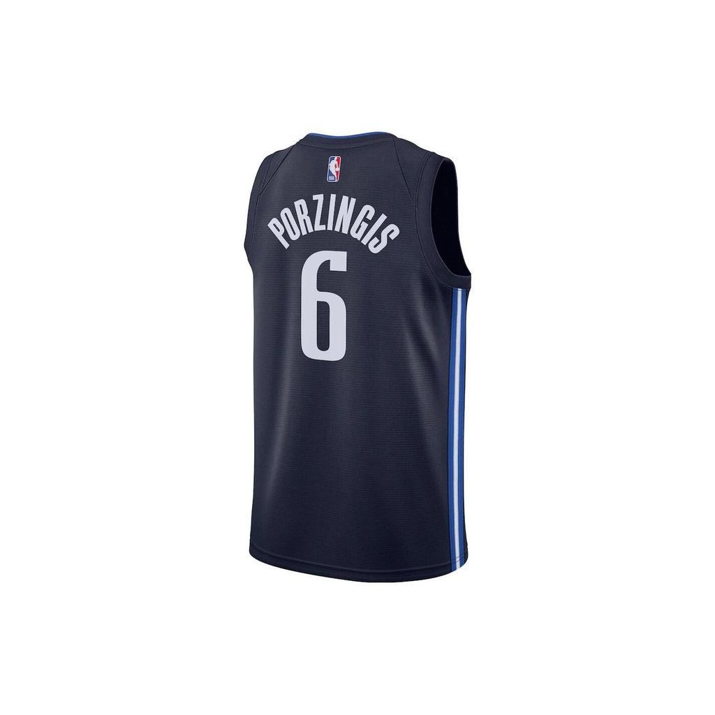 Jordan NBA Letter Print Pullover Sleeveless Basketball Jersey SW Fan Edition 20-21 Season Dallas Mavericks Porzingis 6 Men Jersey Deep-Blue CV9474-423