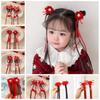 2 шт. Детская красная заколка для волос в китайском стиле, цветок, кисточка, бант, парик, коса, шпилька для волос, новогодний головной убор