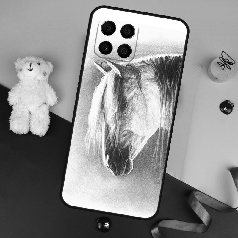 Чехол-скетч с лошадью для Samsung Galaxy M32 M52 M14 M54 M13 M33 M53 M56 M36 M16 M31 M11 M12 M35 M55 M15 M06