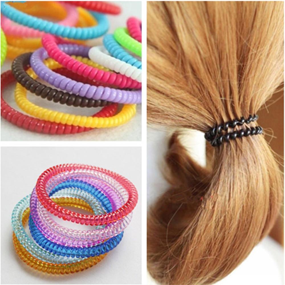 20pcs Women Super Thin Girls Telephone Wire Rubber Hair Ropes Ponytail Holder