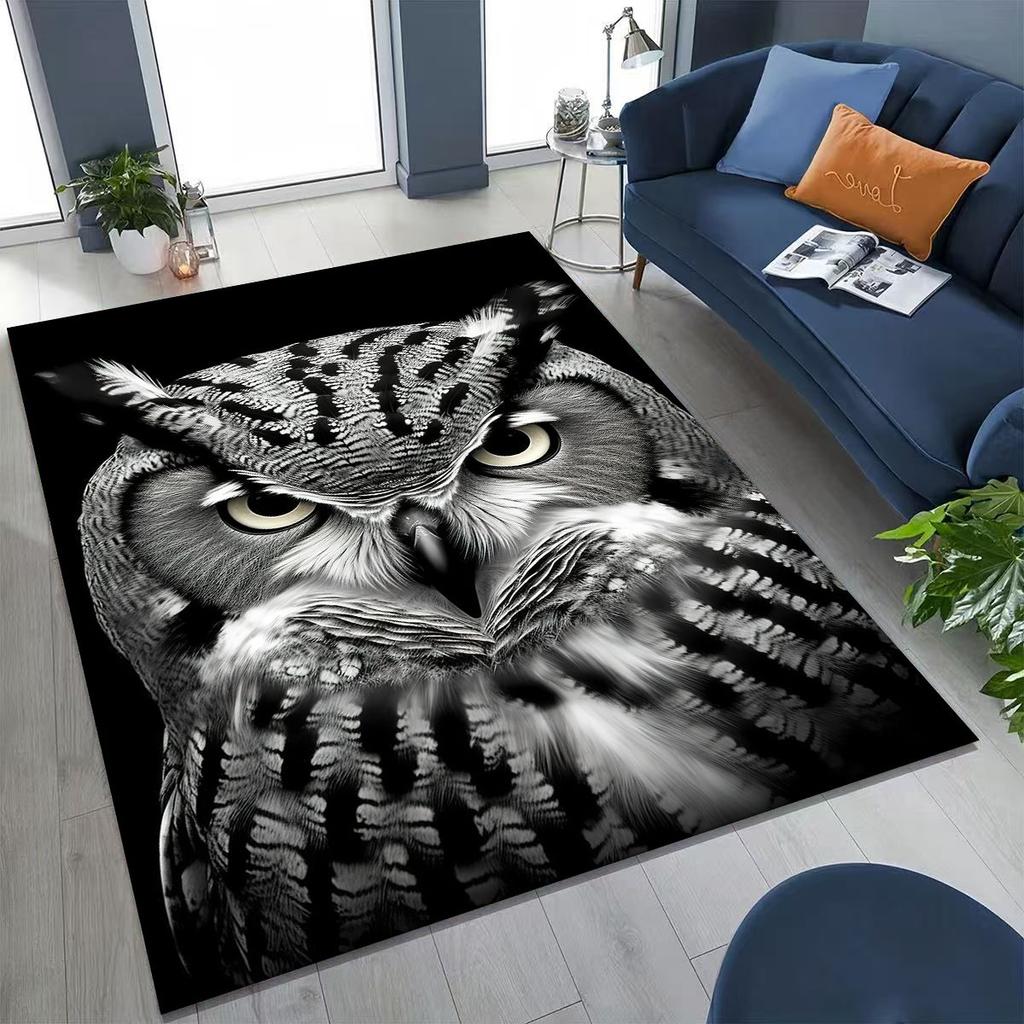 2026 New Mysterious Owl Colorful Cartoon Birds Rug for Bedroom Living Room Sofa Home Doormat Decor,Large Kid Non-slip Floor Mat