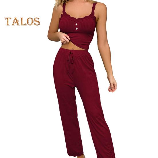 2 шт./компл., женский укороченный топ, брюки, костюм с цветочным краем, V-образным вырезом, эластичный комплект с высокой талией, однотонный эластичный камзол без рукавов, комплект длинных брюк