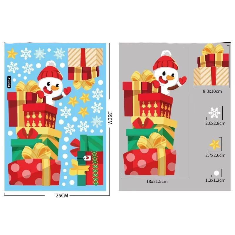 Рождественские наклейки на окна Санта-Клаус Снежинка DIY Наклейка на стену 2025 Рождественские украшения для дома Новогодние украшения Подарок