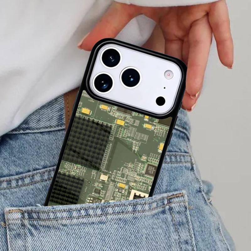 Чехол-накладка с рисунком печатной платы для iPhone 16e 15 14 13 12 17 Pro Max Plus Air 17pro Защитная крышка Coque