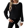 Women S Round Neck Long Sleeve Ribbed Knit Sweater Casual Slim Fit Pullover