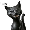 Скульптура Злорадный Кот 3D Печатная Ухмыляющаяся Черная Статуэтка, Сидящая Фигурка, Темный Уникальный Ведьмин Стиль Декор для Стола Скульптура, Хэллоуин Декоративная