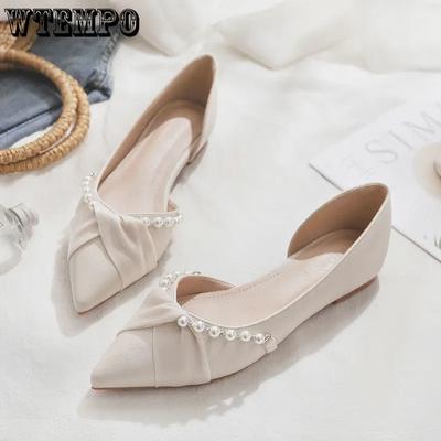 Одиночные туфли с острым носком. Женские туфли на низком каблуке с мягкой подошвой. Удобные и дышащие волшебные туфли в сказочном стиле. Нежные темпераментные и элегантные универсальные туфли на плоской подошве.