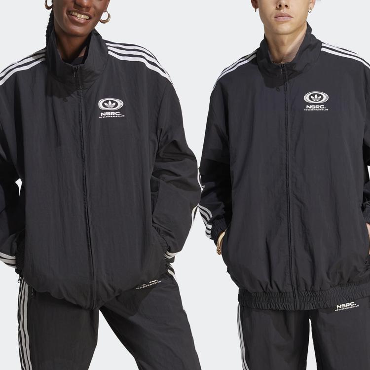 Adidas Совместная куртка Originals X NSRC с логотипом и воротником на молнии Куртки унисекс, черные IL4969