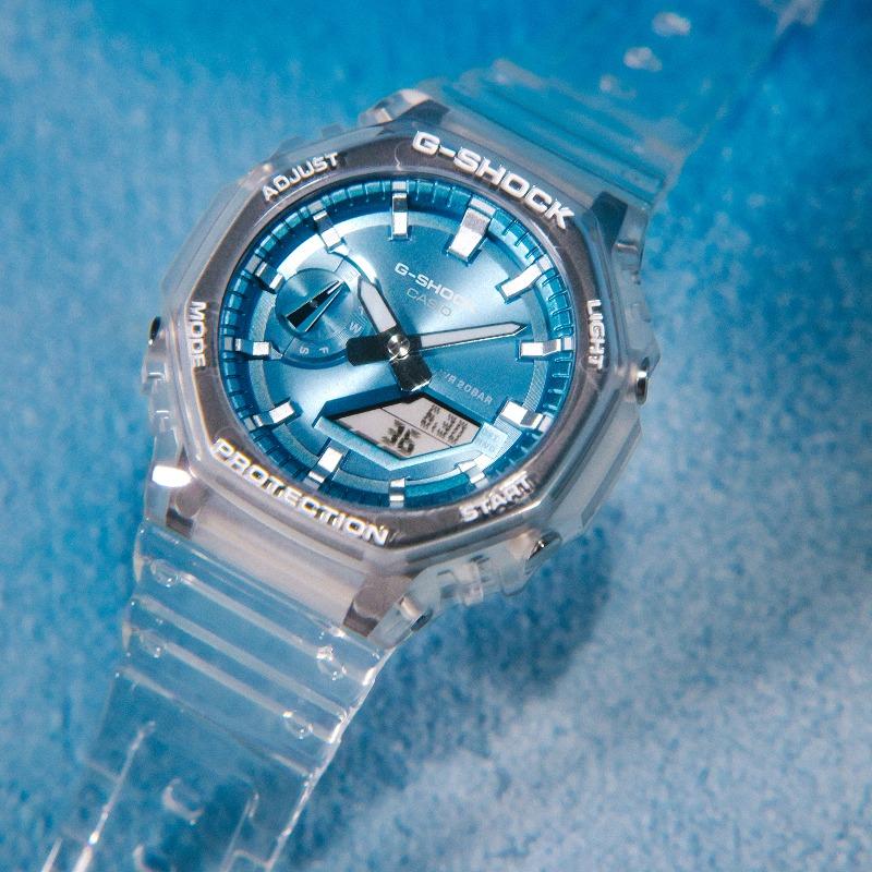 Casio Мужские часы G-SHOCK из смолы, водостойкость 200 м, аналоговые, ударопрочные, кварцевые, GA-2100BM-7A2