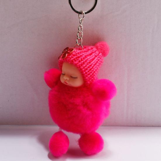 Плюшевая кукла с пушистым помпоном и бантом, подвесной кулон, брелок для ключей