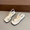 Retro one-word buckle clip foot flat-soled set of toe sandals women's 2025 summer new soft-soled toe Roman open-toed sandals