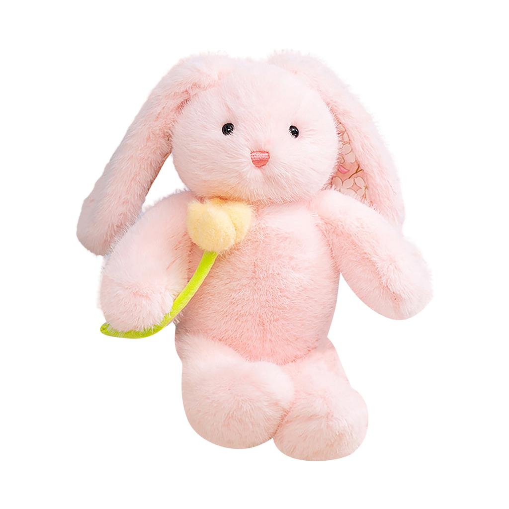 Soft Flower Bunny Plush Toy - Cute Stuffed  Doll For Gift, Cuddly Companion & Cozy Home Decor