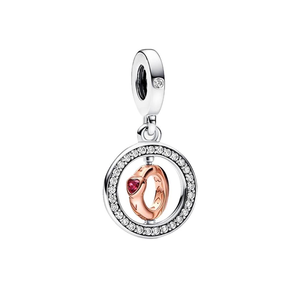 S925 Silver Lollipop Coffee Pot Charm Beads with Love Lock Key for DIY Women Bracelet Jewelry Boutique