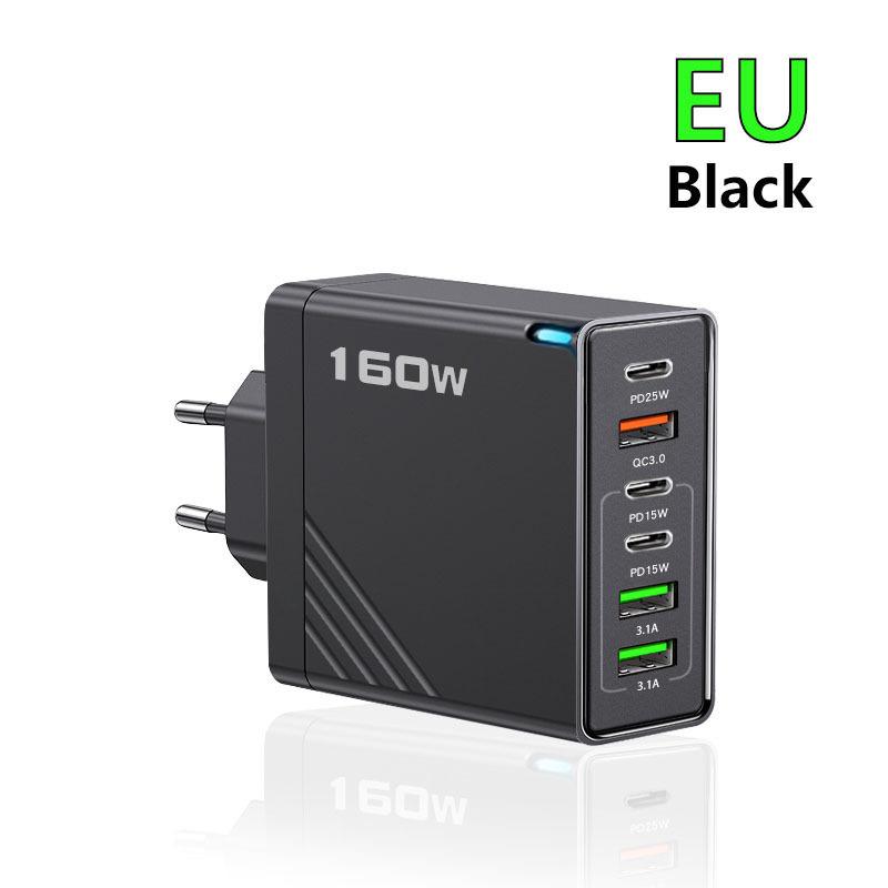Многопортовое USB-зарядное устройство 160 Вт Type C Быстрая зарядка Вилка ЕС/США Настенное зарядное устройство для IPhone Samsung Xiaomi Huawei Адаптер для зарядки телефона