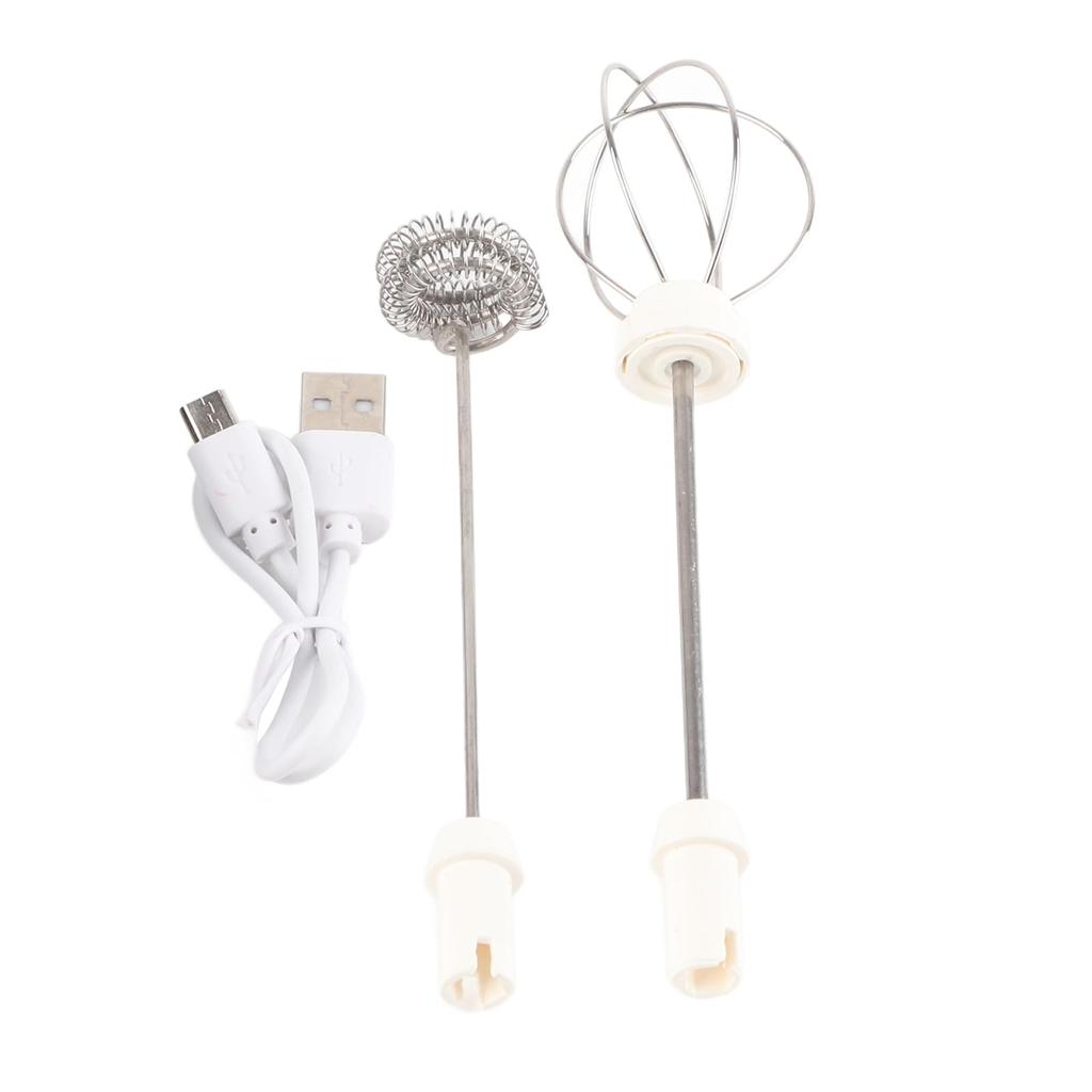 USB Rechargeable Electric Milk Frother with 3 Speed Settings Stainless Steel Whisks for Coffee Latte Cappuccino Matcha Hot Chocolate Eggs - 1200 mAh
