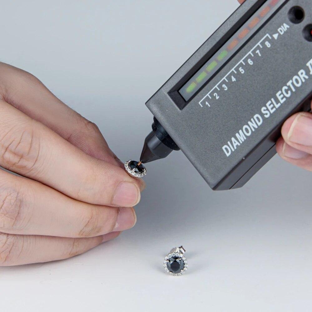 Серьги-пусеты Wong Rain из стерлингового серебра 925 пробы VVS1 круглой огранки с черными настоящими муассанитами и бриллиантами, ювелирные украшения с GRA